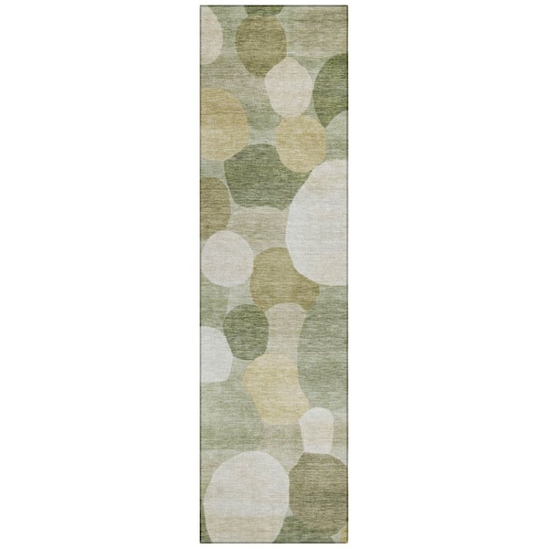 Chantille Machine Washable Indoor/Outdoor Abstract ACN2375 Sage 2 ft. x 7 ft. Runner Rug