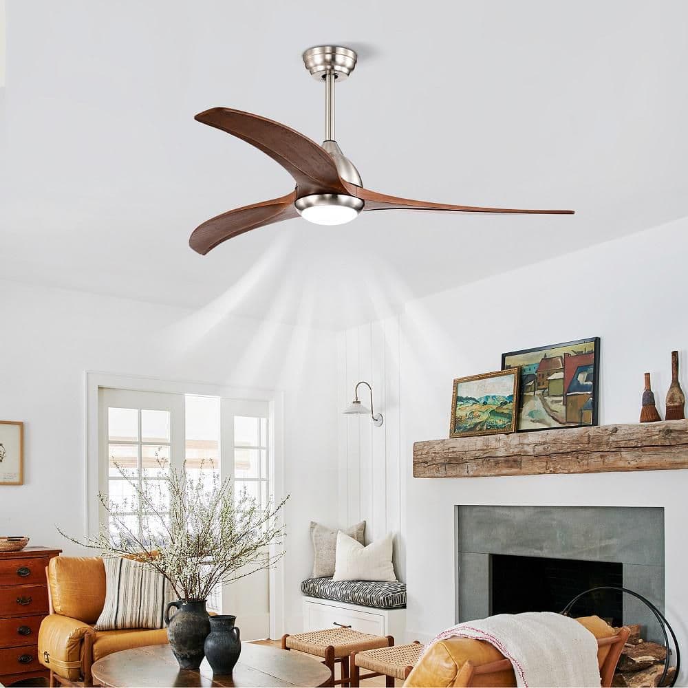 Timberglow 52 in. Brushed Nickel Noiseless Solid Wood Blades Ceiling Fan With Light Included Remote Control price history on PriceWatchPro
