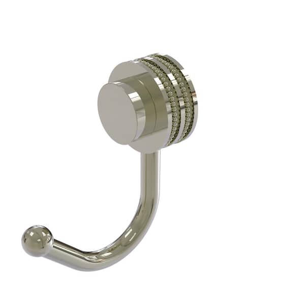 Allied Brass Venus Collection Wall-Mount Robe Hook with Dotted Accents in Polished Nickel