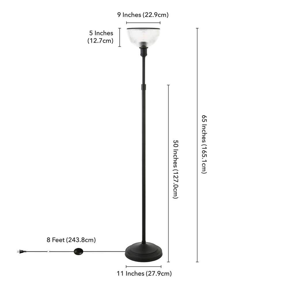 Francis 65" Bronze Torchiere Floor Lamp with Clear Glass Shade