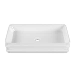 Adour 25 in. White Ceramic Rectangle Vessel Sink