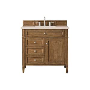 Brittany 36.0 in. W x 23.5 in. D x 34 in. H Bathroom Vanity in Saddle Brown with Eternal Marfil Quartz Top