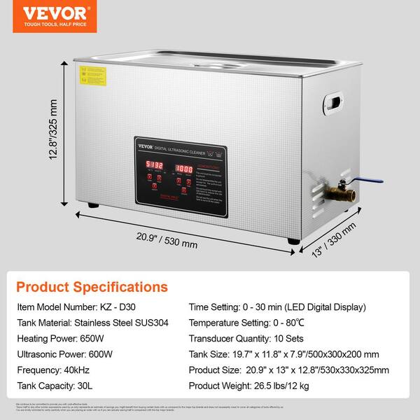 VEVOR Ultrasonic Cleaner, 36KHz~40KHz Adjustable Frequency