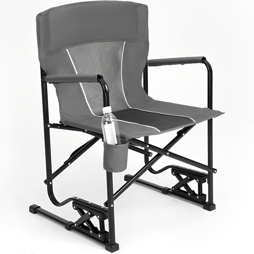 Metal Folding Outdoor Lawn Chair, Rocker Camping Chair Rocking Chair w/ Dur