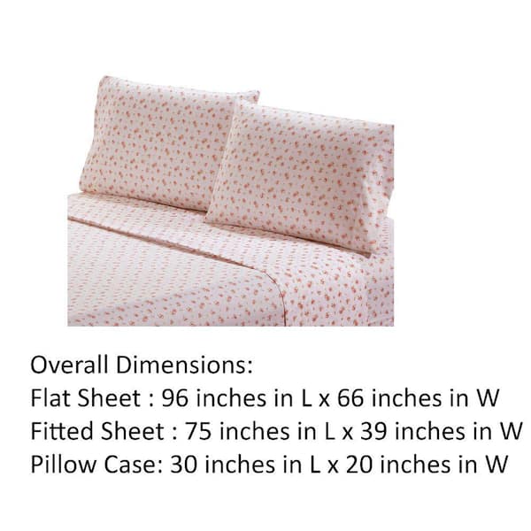 The Urban Port Melun Pink 3 Piece Twin, Twin Bed Sheets Dimensions