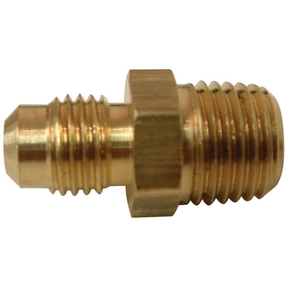 HQMPC Flare Fittings Brass Tube Fittings 1/2 Flare *1/2NPT Gas Fitting  HEX Brass Pipe Fitting 2Pcs 