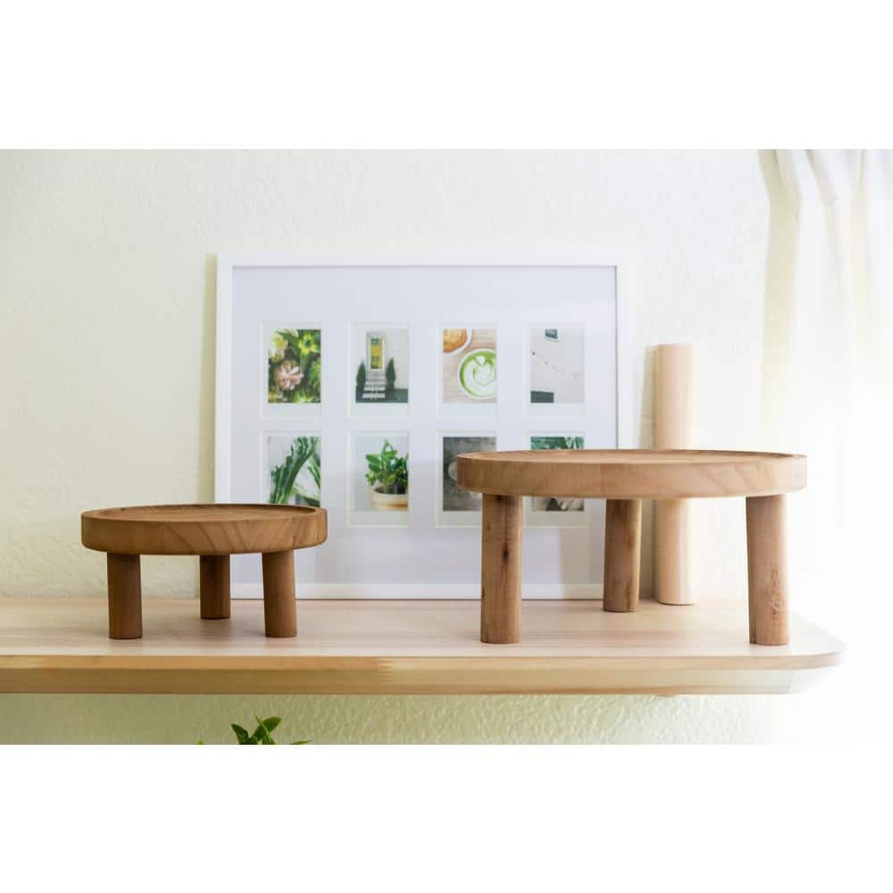 Rustic Dark Brown Wood Plant Stands - Set of 2