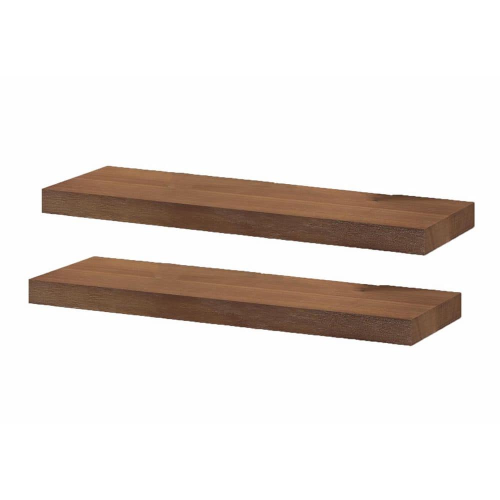 24 in. W x 6.7 in. D Dark Brown Floating Shelves Decorative Wall Shelf, (Se