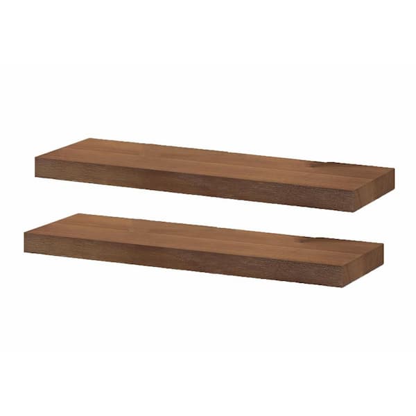Unbranded 24 in. W x 6.7 in. D Dark Brown Floating Shelves Decorative Wall Shelf, (Set of 2)