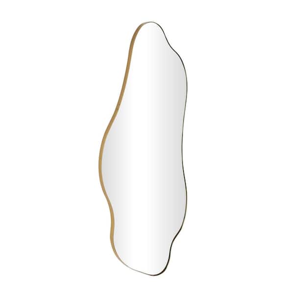 Litton Lane 40 in. x 15 in. Wavy Oval Framed Gold Wall Mirror
