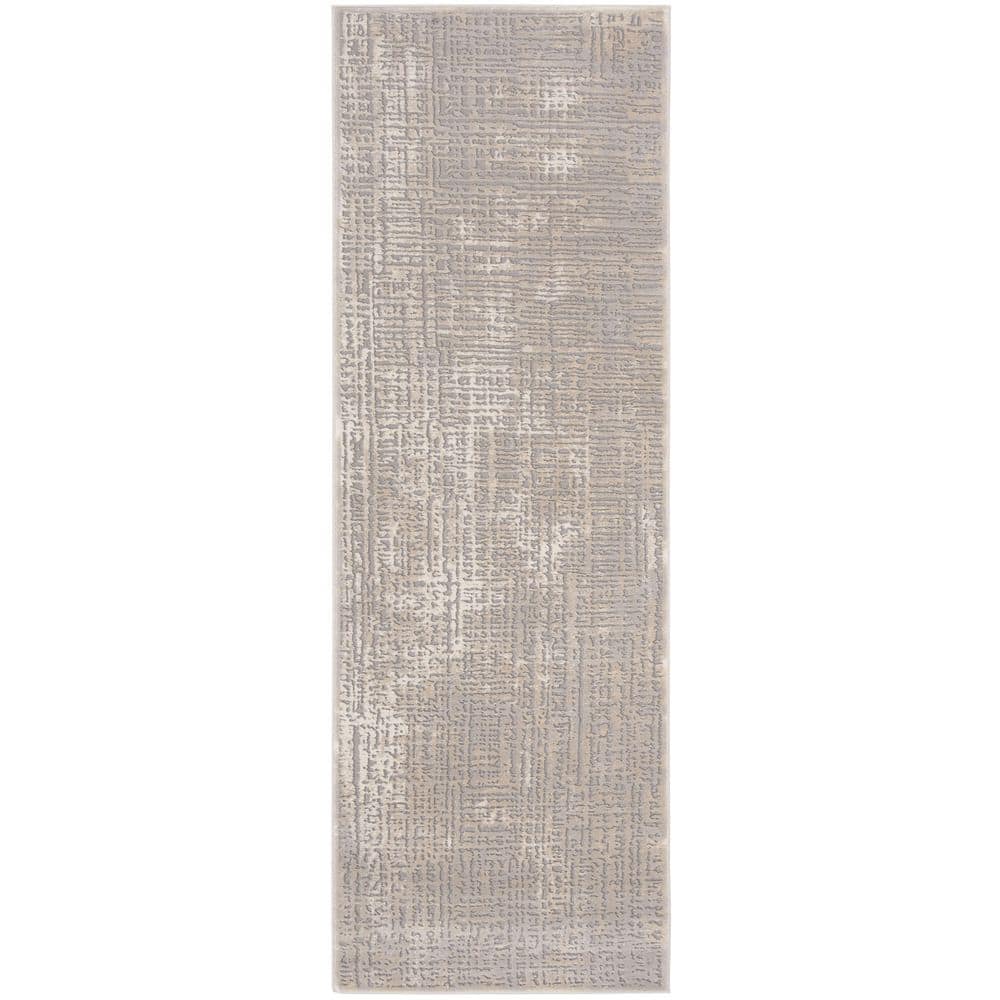SAFAVIEH Meadow Ivory/Grey 3 ft. x 8 ft. Solid Color Runner Rug MDW317A ...