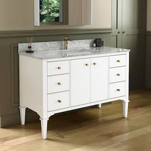 Roma 49 in. W x 22 in. D Bath Vanity in White with Marble Vanity top in Carrara White with White Basin