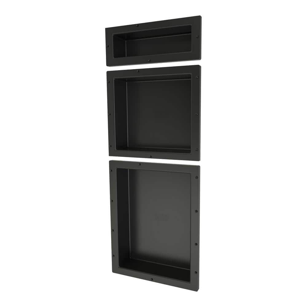 Black ABS Triple Recessed Shower Shelf with Three Inner Shelves