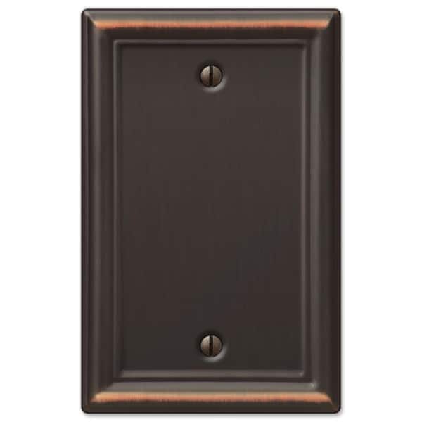 AMERELLE Ascher 1-Gang Aged Bronze Blank Stamped Steel Metal Wall Plate
