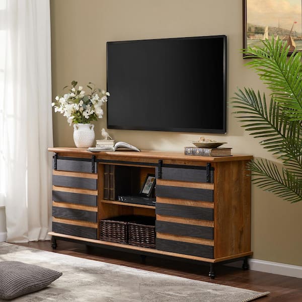 Wampat Tv Stand For Up To 70 Inches Storage With Iron Legs Wood Media Console Table Cabinet 3 Level Adjustable Shel M Sct1501r Hd The Home Depot Wood Media Console Table Cabinet, Wood Console Table Tv Stand