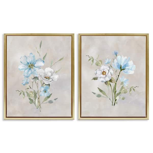 Stupell Industries Delicate Flower Tendrils by Livi Finn 2-Pieces Gold Floater Frame Nature Graphic Art Print 31 in. x 25 in.