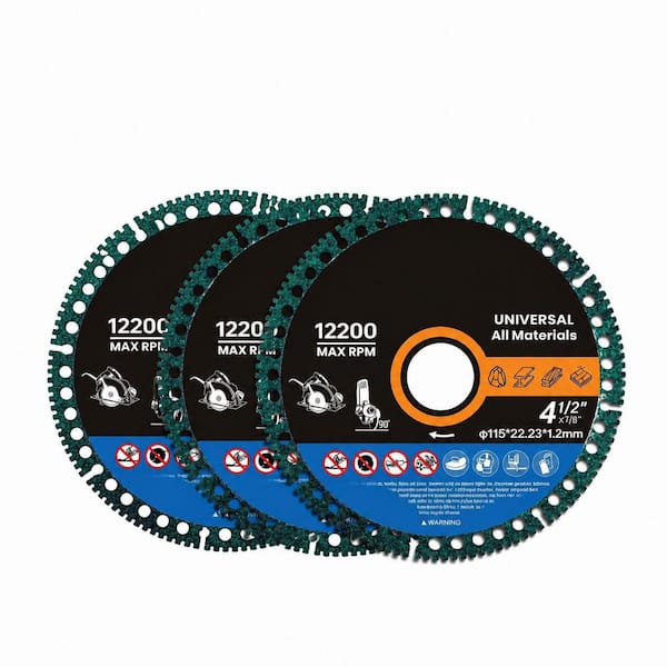 4-1/2 in. Diamond Cutting Discs for Angle Grinder 7/8 in. Arbor for Metal Rebar Tile Marble Granite 3-Pieces