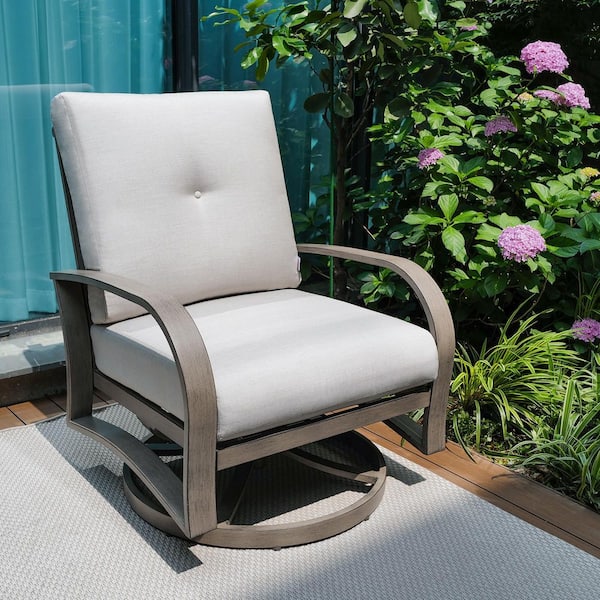 CHAMBER 1-Piece Swivel Aluminum Outdoor Lounge Chair with Sunbrella Cushions