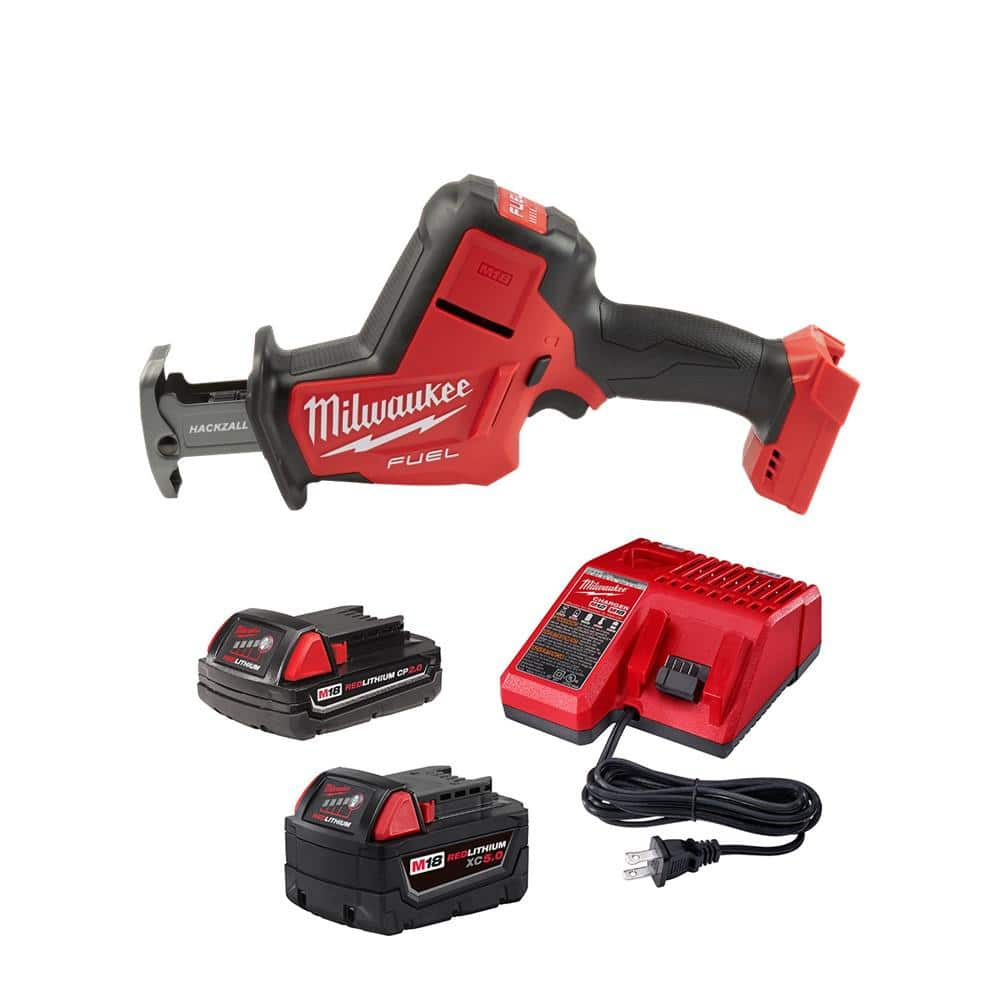 M18 FUEL 18V Lithium-Ion Brushless Cordless HACKZALL Reciprocating Saw with (1) 5.0 Ah, (1) 2.0 Ah Battery and Charger -  Milwaukee, 2719-20-1852