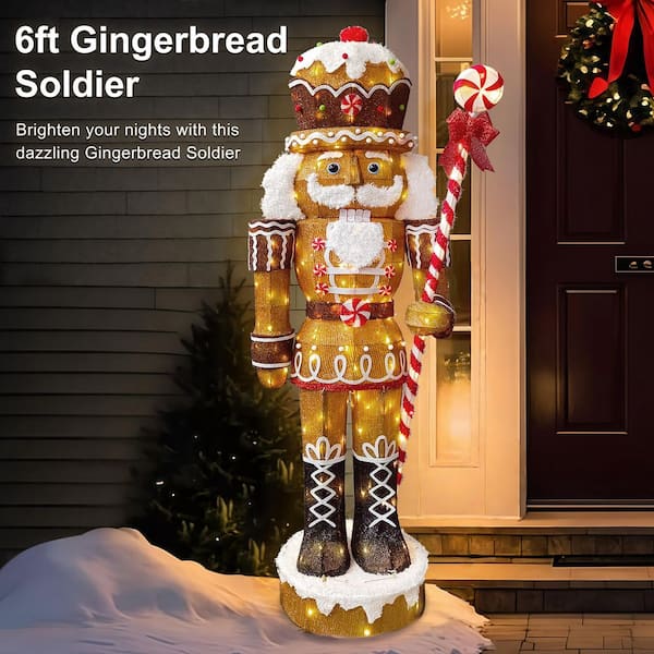 Puleo International 6 ft. Gingerbread Outdoor Christmas Soldier