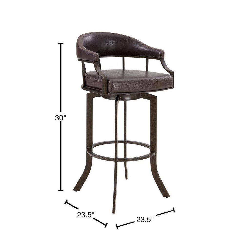 Titana 30" Gray Faux Leather Swivel Bar Stool