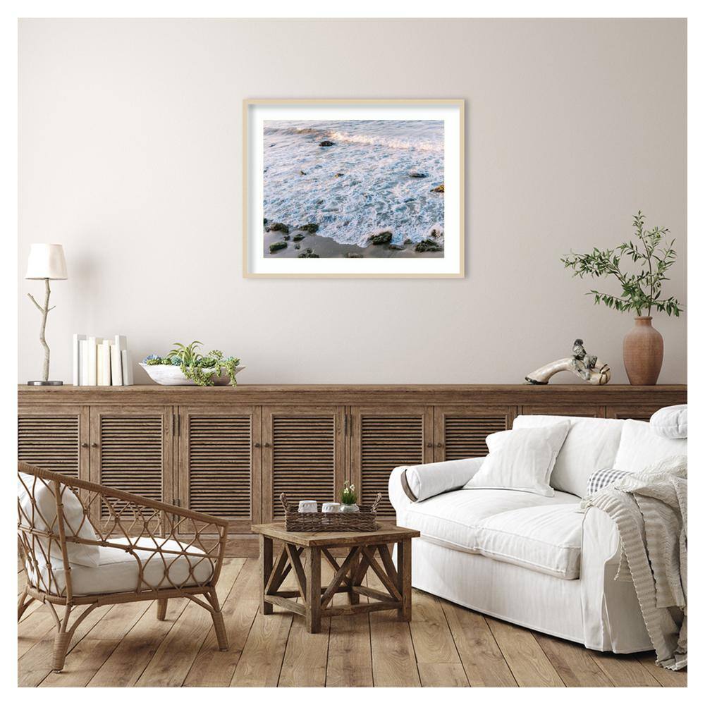 Low Tide Ocean Waves 41"x33" Wood Framed Wall Art Print