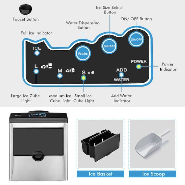 Costway 2-in-1 48 lbs./24-Hour Stainless Steel Countertop Portable