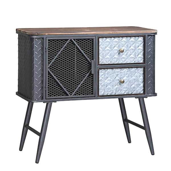 4D Concepts 32 in. Rectangular Brown 2 Drawer Writing Desk with Built-In Storage