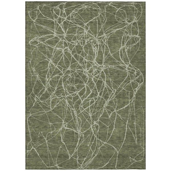 Chantille Machine Washable Indoor/Outdoor Abstract ACN2826 Olive 10 ft. x 14 ft. Area Rug