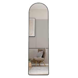 16.5 in. W x 59.8 in. H Black Aluminum Alloy Metal Frame Arched Full-Length Floor Mounted Mirror, Wall Mounted Mirror