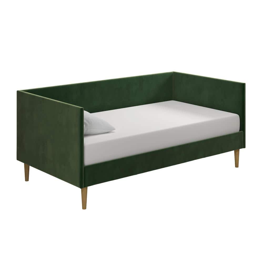 DHP Felicia Green Velvet Upholstered Mid Century Twin Daybed DE92253
