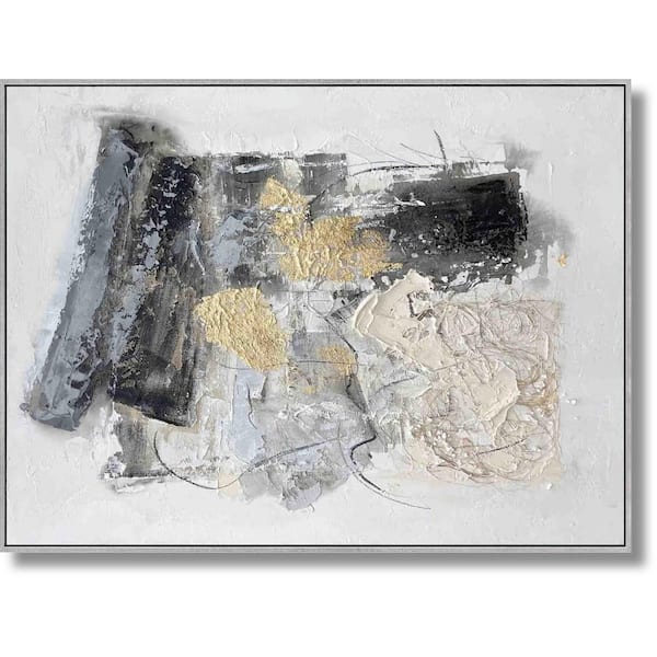 1-Piece Framed Mixed Media Abstract Wall Art 36 in. x 48 in.