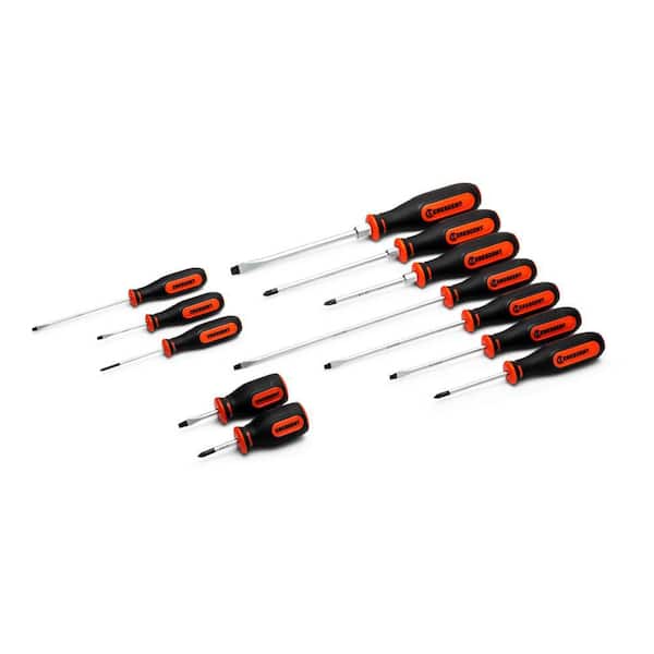 Crescent Phillips and Slotted Screwdriver Set with Dual Material Tri-Lobe Handles (12-Piece)