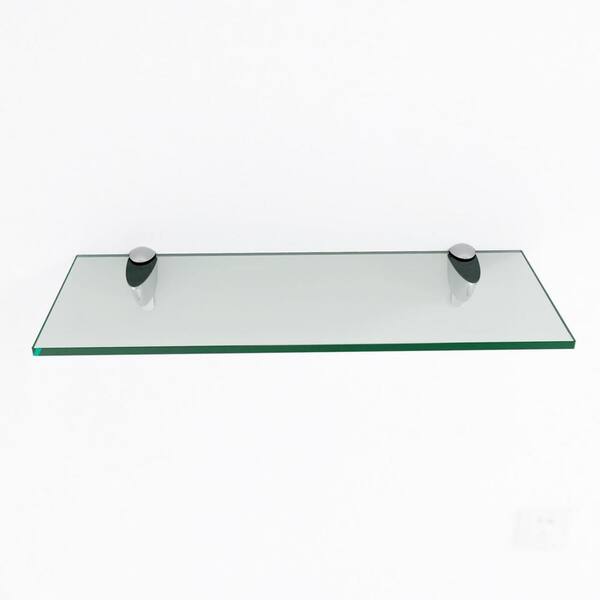 Jewel 21.5 in. L x 3.5 in. H x 5.5 in. W Glass Bathroom Shelf in Chrome