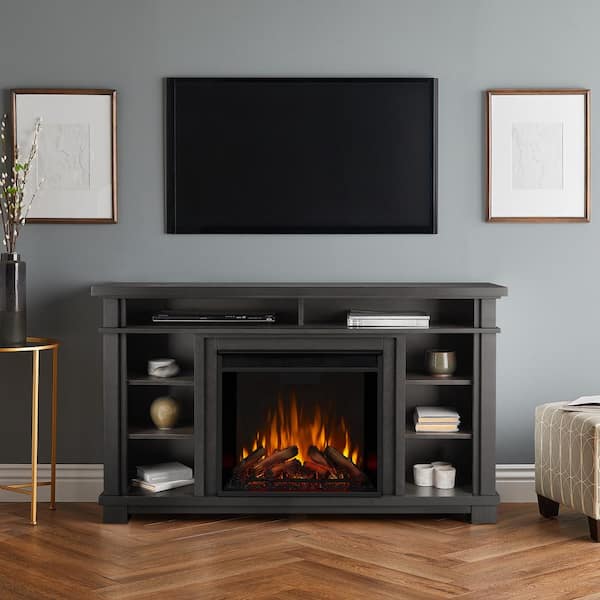 Real Flame Belford 56 in. Freestanding Electric Fireplace TV Stand in Gray