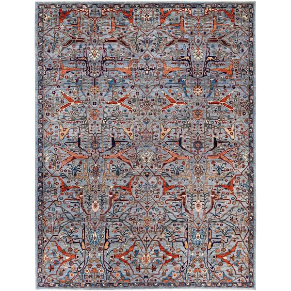Serapi Gray 9 ft. x 12 ft. Tribal Wool Indoor Area Rug