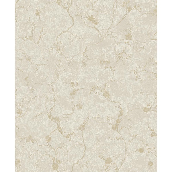 A-Street Prints Mahina Pearl White Floral Vine Wallpaper Sample