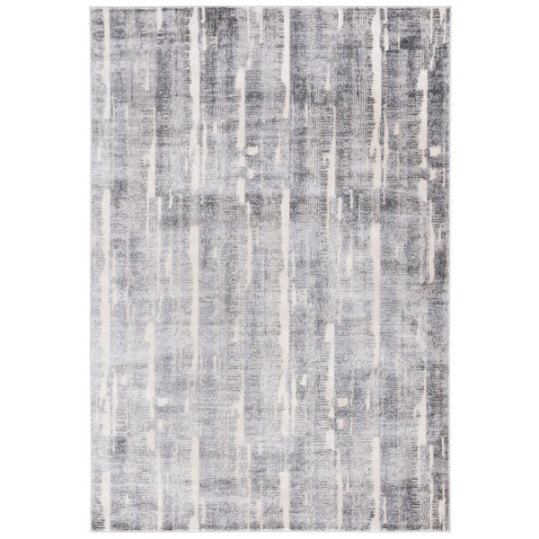 SAFAVIEH Whisper 4 ft. x 6 ft. Gray/Light Gray Distressed Striped Area Rug