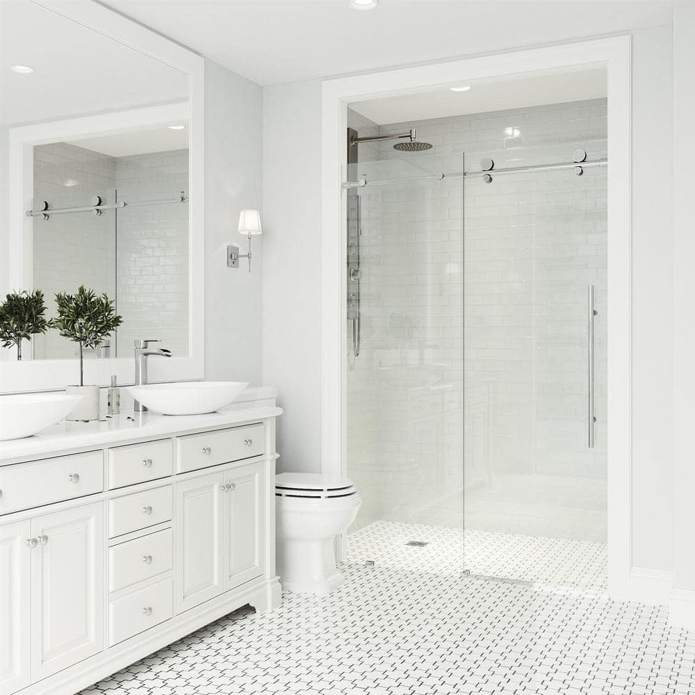 Elan E-Class 72" Frameless Chrome Sliding Shower Door with Clear Glass