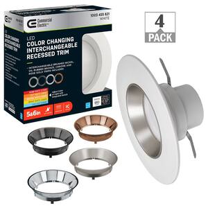 5 in./6 in. Adjustable CCT Integrated LED Recessed Light Trim Can Light with 4 Color Trim Options 950-Lumens (4-Pack)