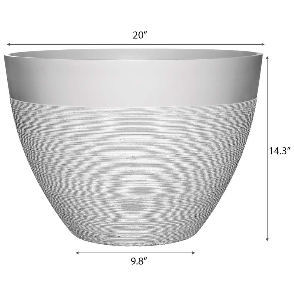 Decatur Large Starlight White Resin Round Planter