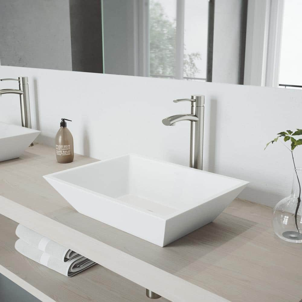 VIGO Matte Stone Vinca Composite Rectangular Vessel Bathroom