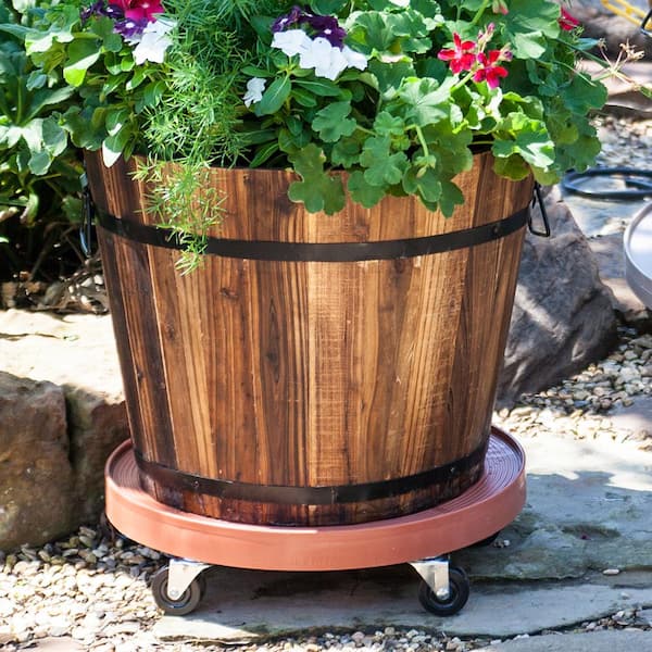 Dolity 2X Rustic Barrel Planter Pot Wooden Garden Patio Outdoor Flower PLANTERS 