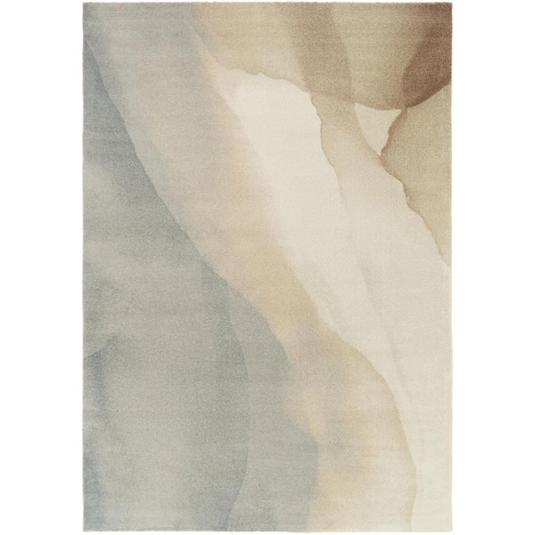 Yesim Blue/Rust 7 ft. 10 in. x 10 ft. Watercolor Abstract Area Rug