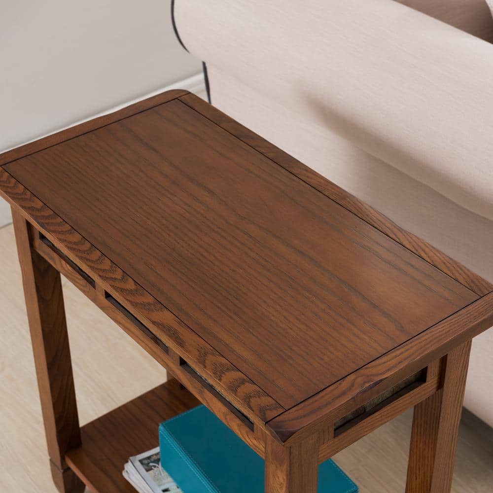 Rustic Oak and Slate Rectangular End Table