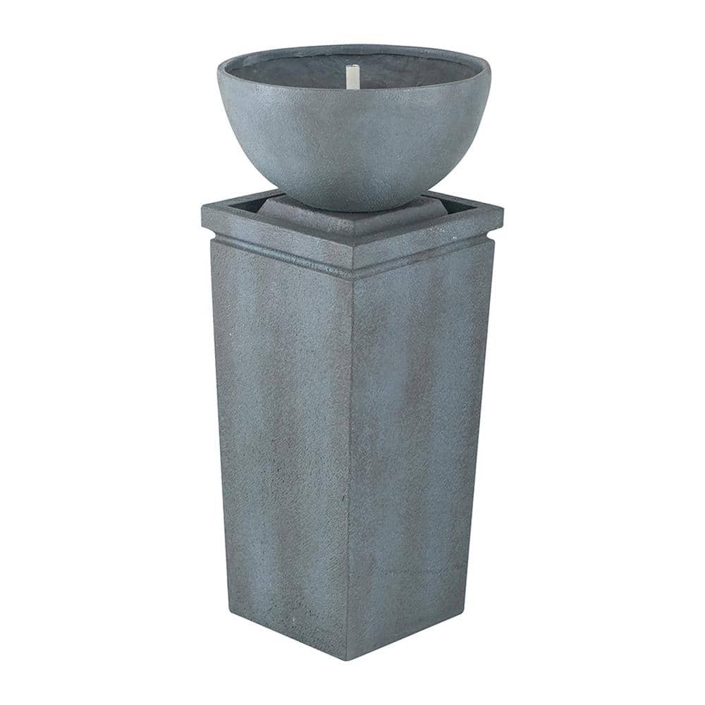 35.5 in. Tall Gray Outdoor Polyresin Urn Zen Bowl Floor Fountain price history on PriceWatchPro