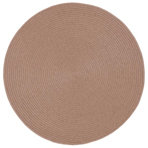 Braided Brown Doormat 3 ft. x 3 ft. Abstract Round Area Rug