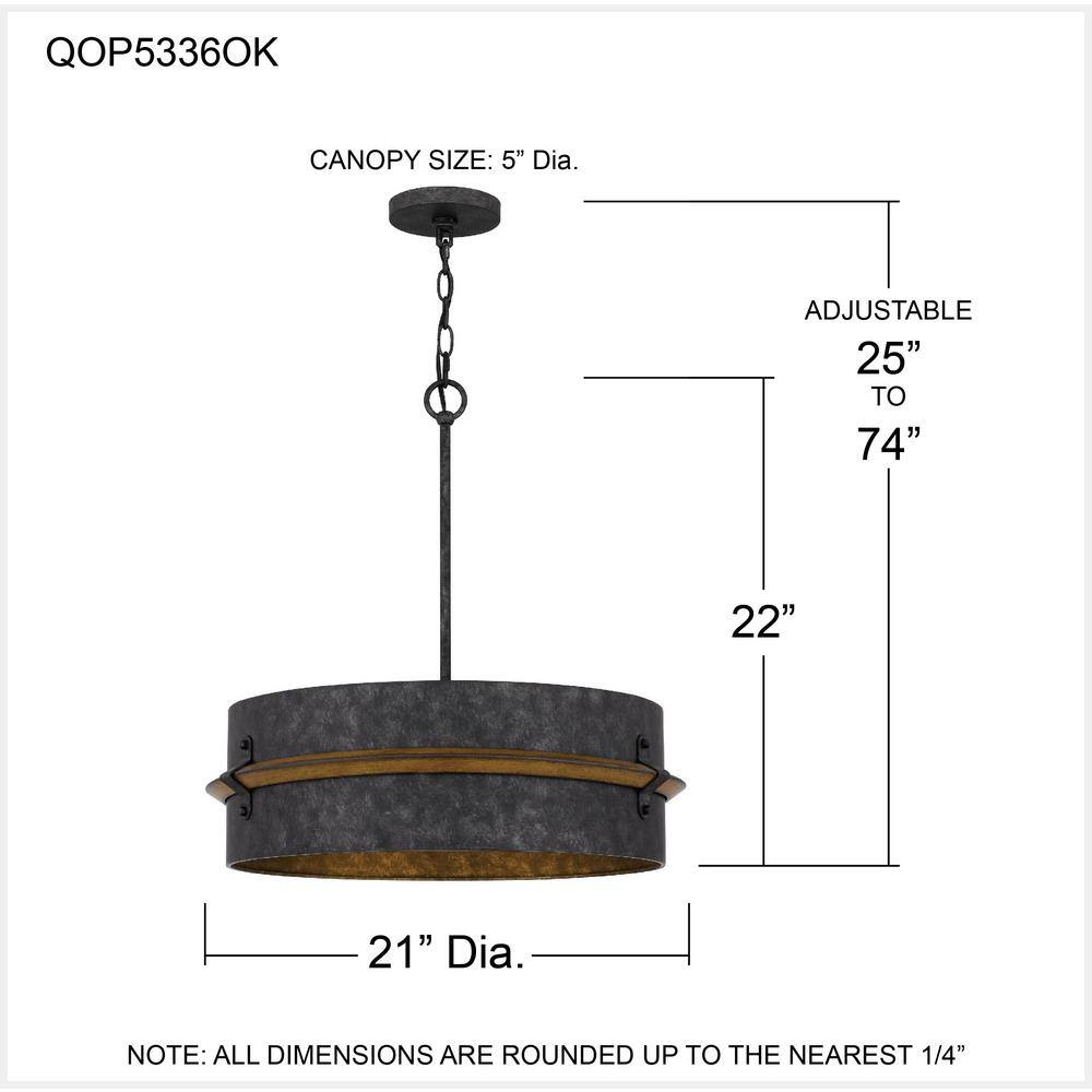 21" Brown Glass Drum Pendant Light for Indoor/Outdoor