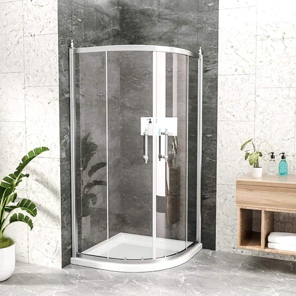 Magic Home 72 in. x 36 in. Double Sliding Bypass Frameless Shower Door ...