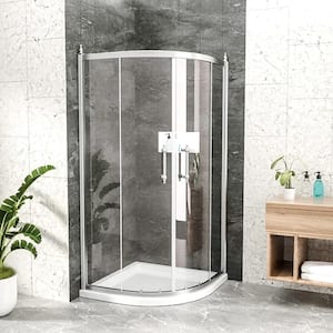 72 in. x 36 in. Double Sliding Bypass Frameless Shower Door Enclosure Tub Door with Pattern Glass in Chrome